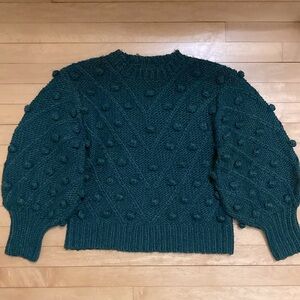 Bubble Sleeve Pom Pom Sweater